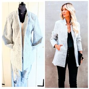 Vici Women's Light Gray Tweed Blazer NWOT sz L